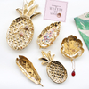 Home Decoration Real Gold Line Heart Pattern Ceramic Ring Holder Dish for Jewelry