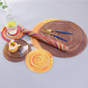 Natural Fiber Placemats And Coasters Straw Weave Placemat For Dining Round Woven Tablemat 
