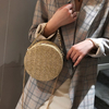 Fashion New Women Round Shoulder Bag Weave Ladies Straw Chain Crossbody Bag 
