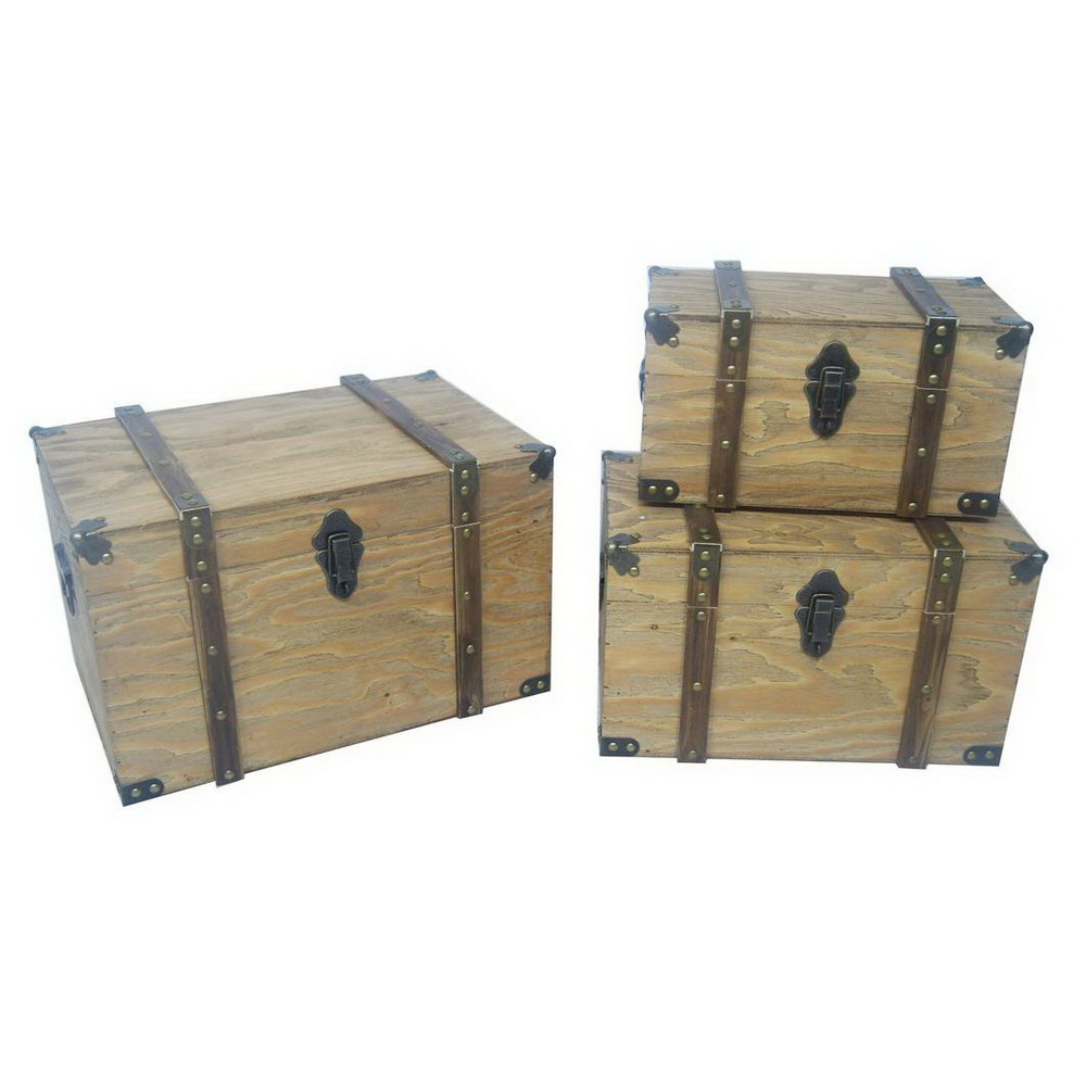 Useful Paris Trunks/UK Style Wood Storage Boxes with Drawers 