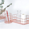 Copper Storage Basket Cosmetic Organizer Rose Gold Makeup Holder Metal Wire Basket