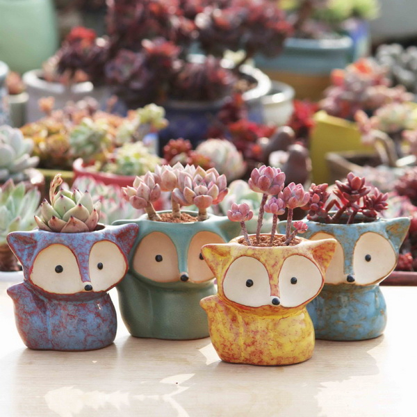 Creative Hand Pinching Flowers Small White Ceramic Flower Pots