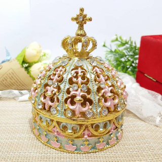 Hi-Q Zinc Alloy Silver Jewelry Box Heart Shape Have Different Graceful Patterns on The Packing Box