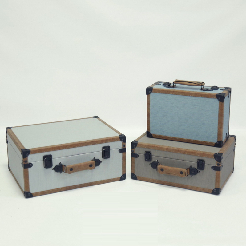 Custom Size Faux Leather Travel Mini Suitcase with Wooden Box for Wholesale