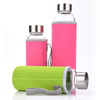 New Arrival Product Wholesale Silicone Sleeves Portable Drinking Glass Water Bottle with Bamboo Lid 