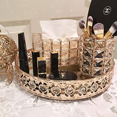 Factory Supplier Decorative Accent Round Gold Metal Mirrored Trays 