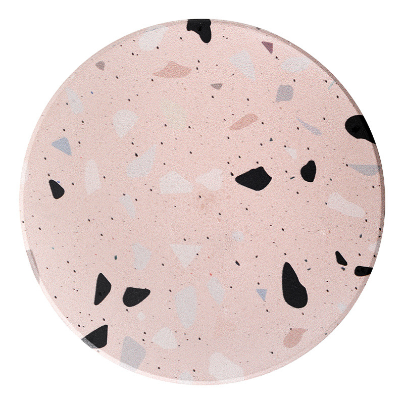 Fancy Coffee Terrazzo Effect Ceramic Coaster with Contrast Golden Color 