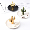 Custom color painted decorative ceramic ring earrings jewelry trinket tray
