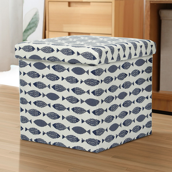 Cute Kids Square Shape Foldable Storage Box Stool Ottoman