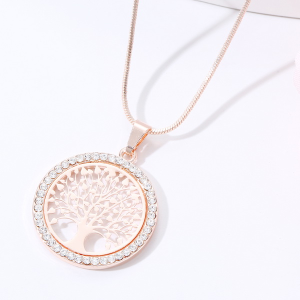Hot Tree of Life Crystal Round Small Pendant Necklace Gold Silver Colors