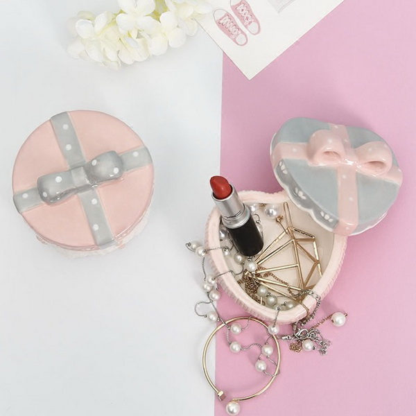 Wholesale Custom Heart Shape Ceramic Jewelry Holder Porcelain Jewelry Box