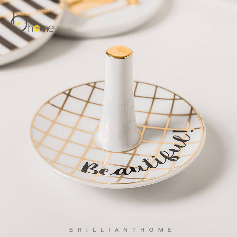 Hand Painting Trinket Tray Ring Ceramic Jewelry Dish For Wholesale
