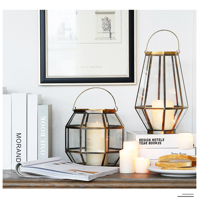 Home Hotel Decorations Candle Lantern Antique Candle Lantern Glass And Iron Candle Lantern 