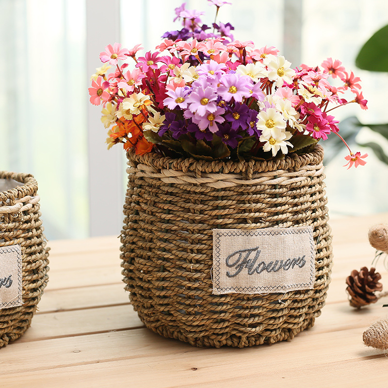 Wholesale Handmade Straw Storage Cheap Belly Seagrass Basket with Lid Low Cost in Vietnam